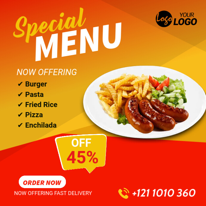 Food Offer Banner Design Template Kwadrat (1:1)