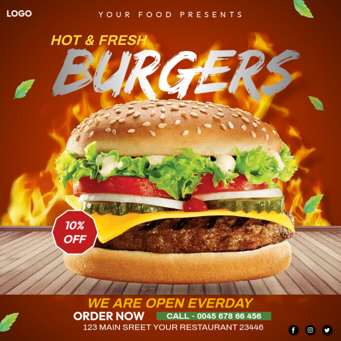 Food poster Quadrado (1:1) template