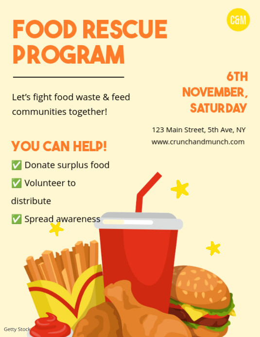 Food Rescue Program Food Rescue Program Restaurant Flyer Template | PosterMyWall