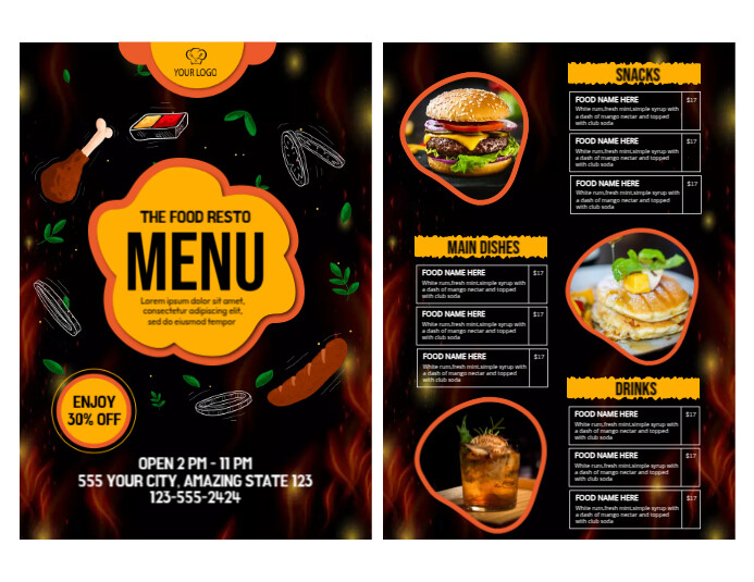Re Design Restro Menu Food Resto Menu Flyer Template | PosterMyWall