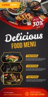 Food Roll-up Banner Template Spanduk Gulir Atas 3' × 6'
