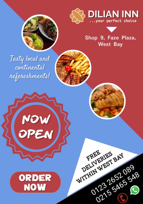 Food service flyer design A5 template