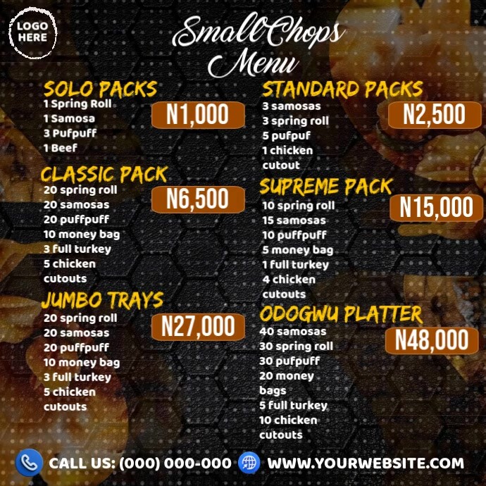 Food Small Chops Menu Instagram Post template