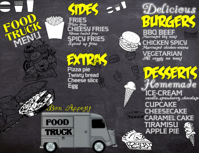 Food Truck Menu Folder (US Letter) template