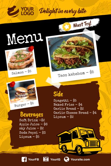 Food Truck Menu Template