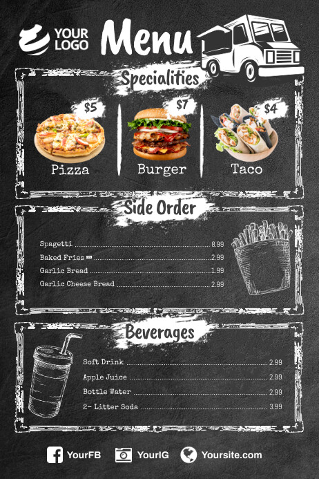Copy of Food truck menu poster flyer | PosterMyWall Copy of Food truck menu poster flyer | PosterMyWall