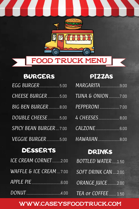 Food Truck Menu Template Postermywall