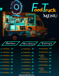 Black Food Truck Menu Flyer Template