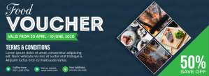 蓝色 Food Voucher Facebook Cover Photo Template