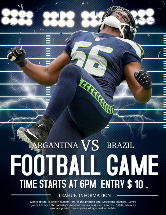 foot ball game poster Flyer (US-Letter) template