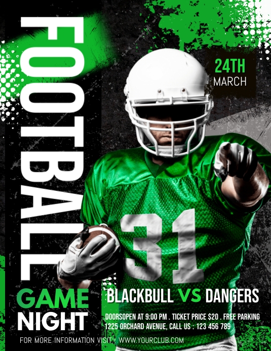 football, football match, soccer Flyer (US Letter) template