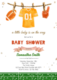 Football baby shower invitation A6 template
