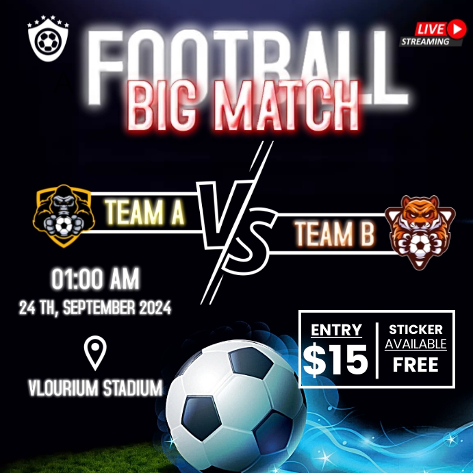 FOOTBALL BIG MATCH Template | PosterMyWall