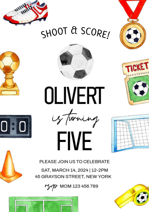 football birthday invitation (1) A4 template