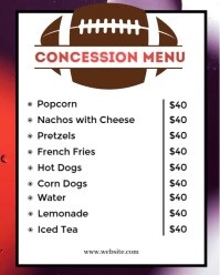 Football Concession Menu PRINTABLE Instagram Portrait template