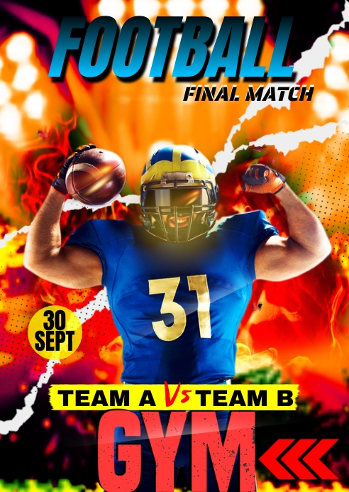 football final match ad design flyer A6 template