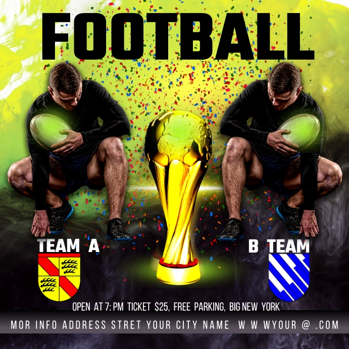 football final match ad design flyer Instagram Post template