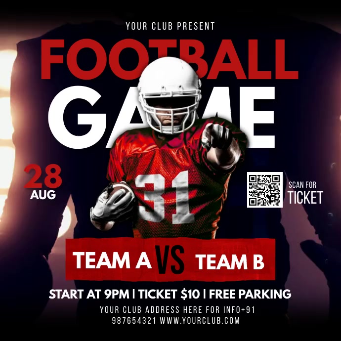 Football flyers Message Instagram template