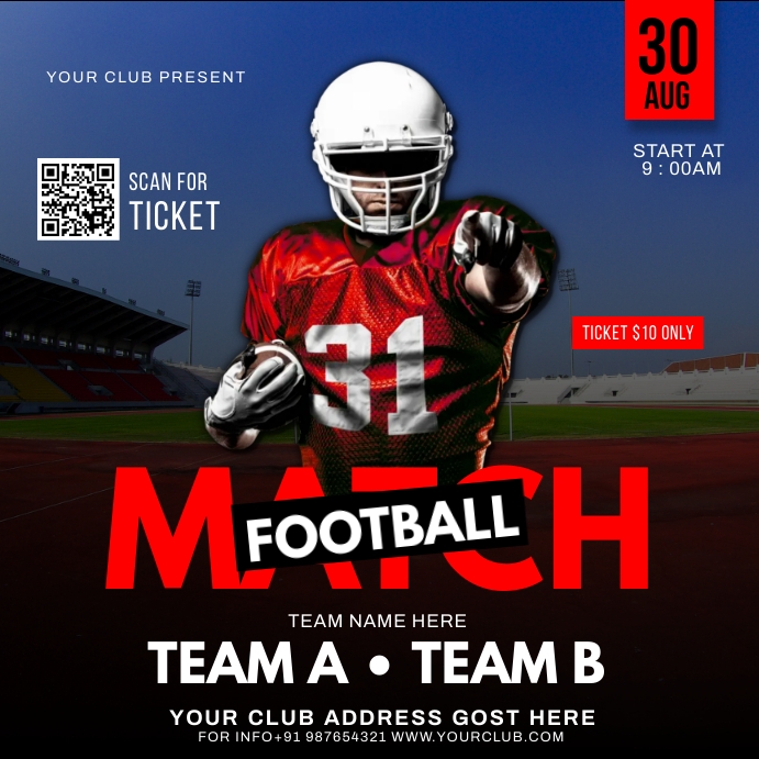 Football flyers Template PosterMyWall Football flyers Template PosterMyWall