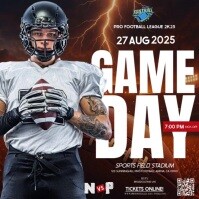 football game day watch party announcement design Square (1:1) template