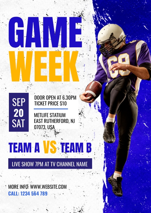 Football Game Flyer, Soccer Flyer A6 template