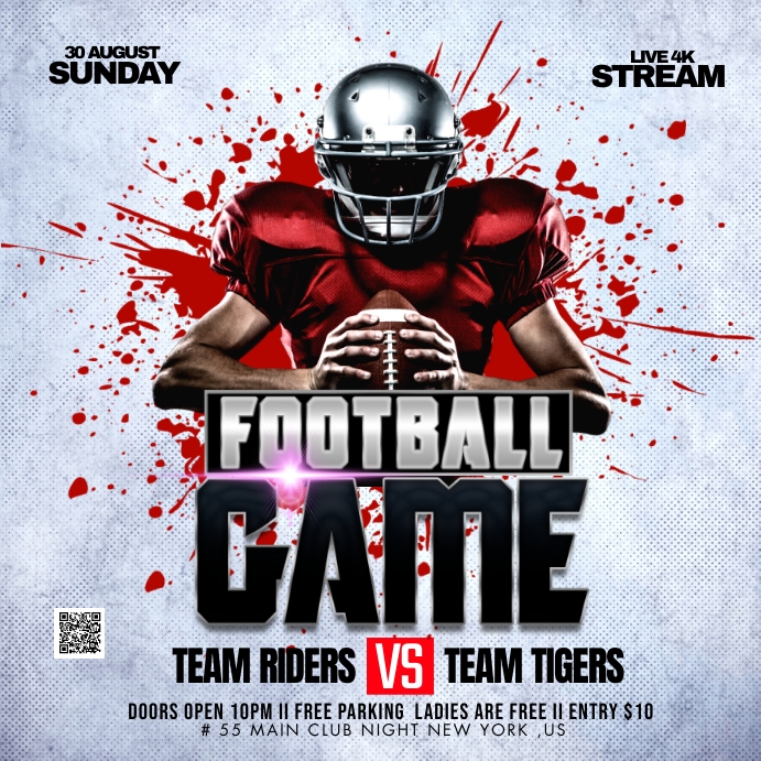 Football game flyer Instagram-Beitrag template