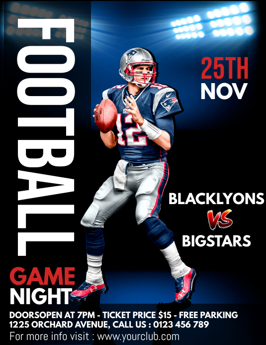 Football Game Flyer Pamflet (Letter AS) template