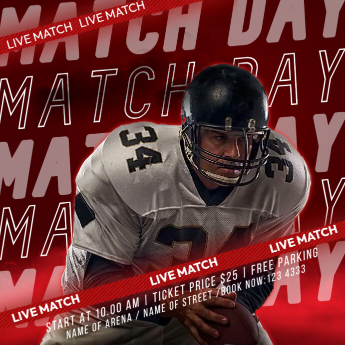 Fotball Math Football Game Match Template | PosterMyWall