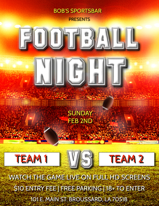 Copy of FOOTBALL GAME NIGHT FLYER TEMPLATE PosterMyWall