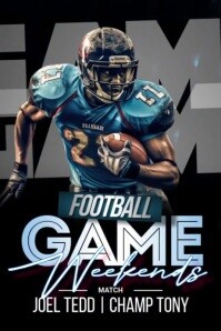 Black Football Game Promotion โปสเตอร์ Template
