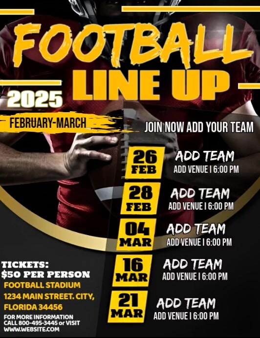 Football Lineup Schedule Template | PosterMyWall