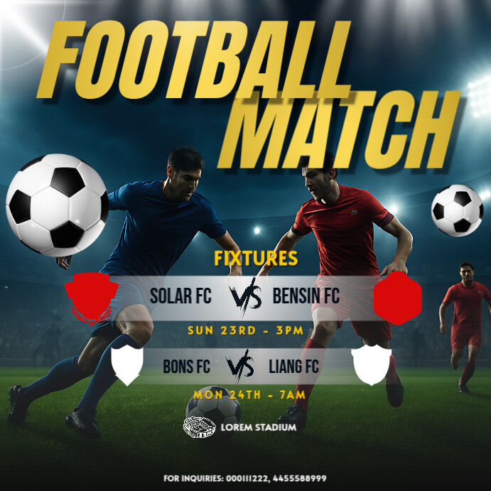 Plantilla de Football Match Fixtures Instagram Post – Modern Stadium ...