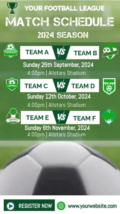 Football match schedule for season editable Template | PosterMyWall