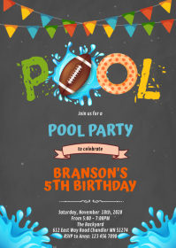 Football Pool Party invitation A6 template