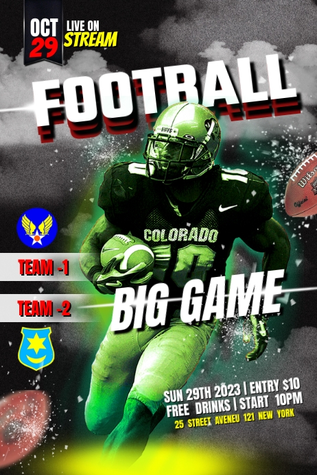 football poster ad design template | PosterMyWall