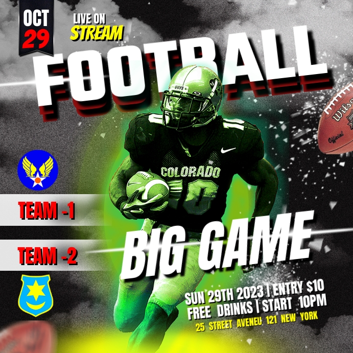 football poster ad design Template | PosterMyWall Football poster ad design Template | PosterMyWall