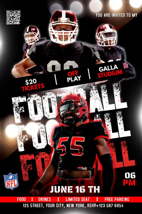 FOOTBALL POSTER Template PosterMyWall football-poster-template-postermywall