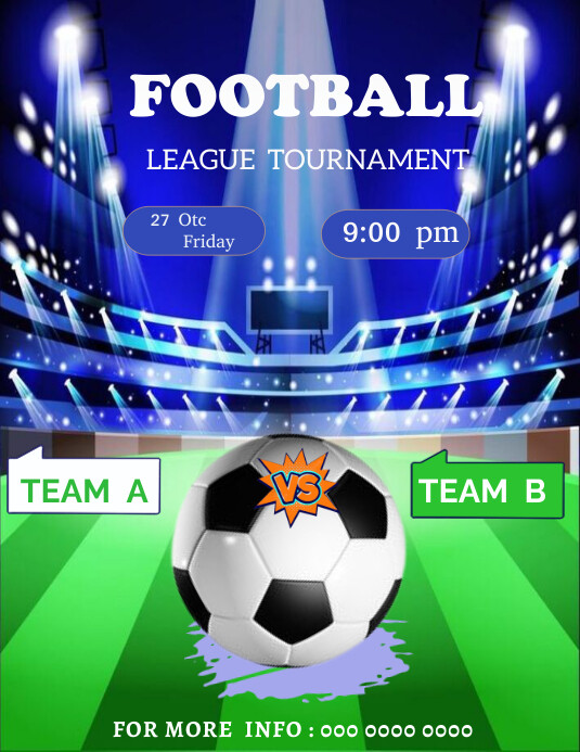 Blue Football Tournament Flyers Template | PosterMyWall