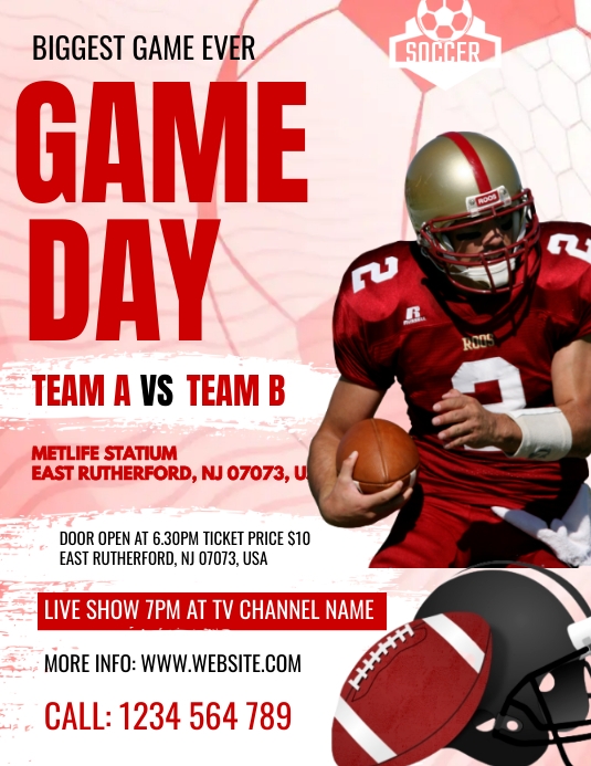 FOOTBALL POSTER TEMPLATE Folheto (US Letter)