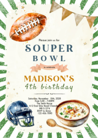 football potluck party invitation A6 template