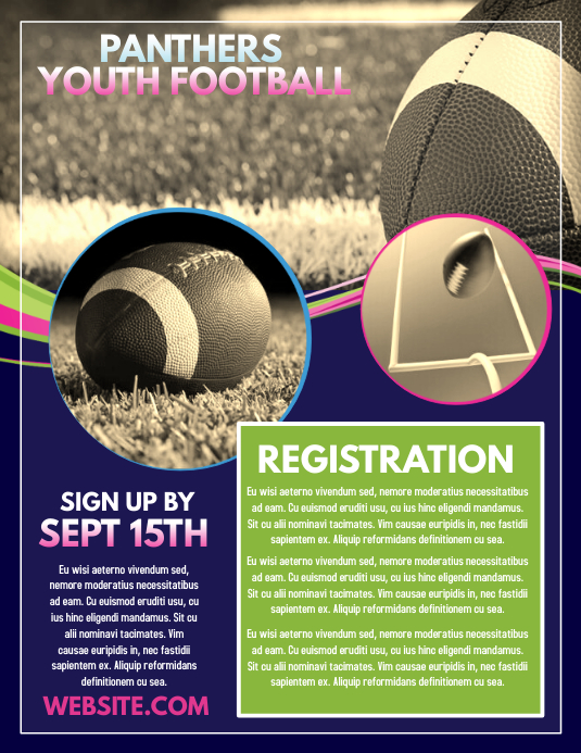 Football Registration Volantino (US Letter) template