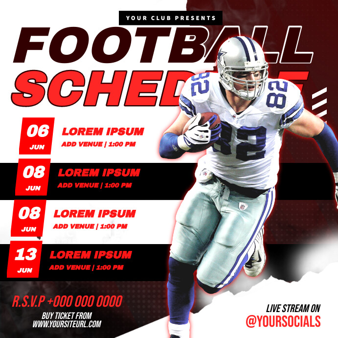 Football Schedule Ads Template | PosterMyWall