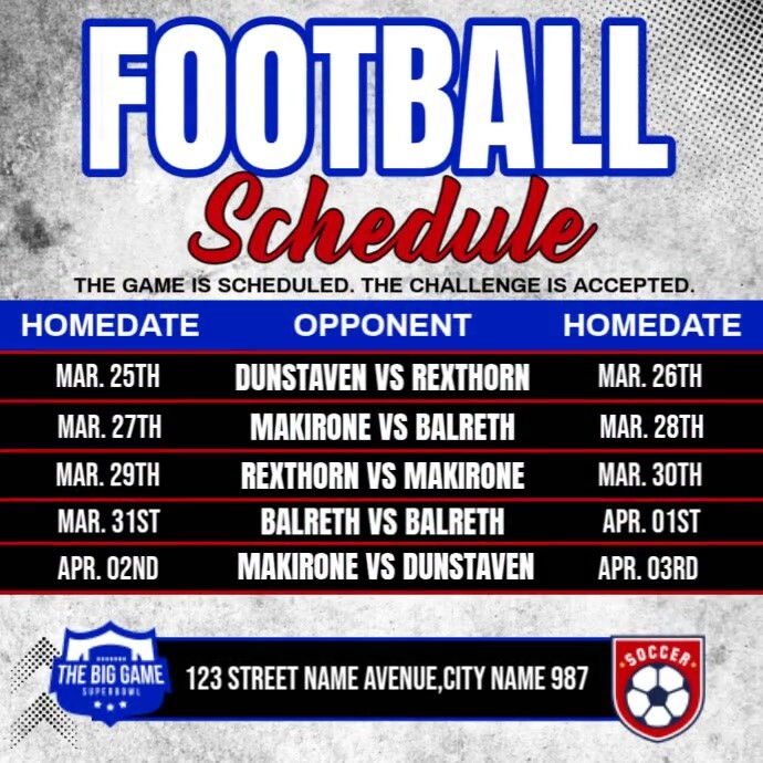 Football Schedule Ads Template | PosterMyWall