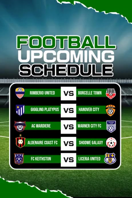 Visual Timetable Football Football Schedule Template | PosterMyWall