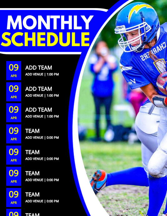 Football Schedule Template PosterMyWall Football Schedule Template PosterMyWall