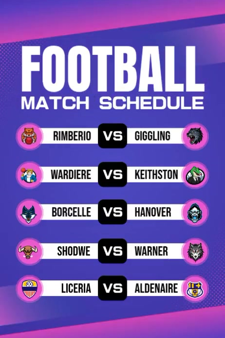 Visual Timetable Football Football Schedule Template | PosterMyWall