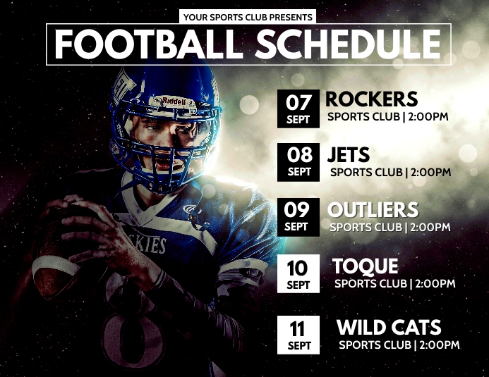 Football schedule Template | PosterMyWall football-schedule-template-postermywall