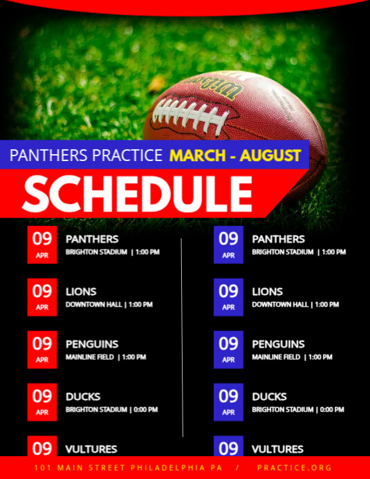 Football Schedule Template PosterMyWall