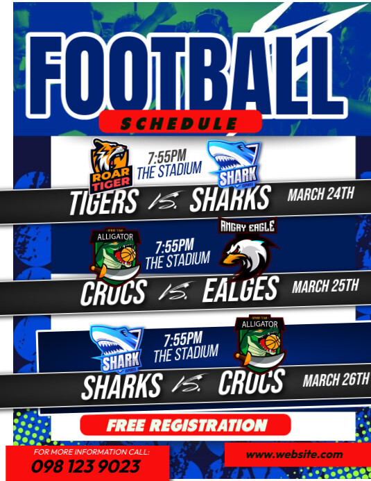 Football Schedule Listed Pamflet (VSA Brief) template
