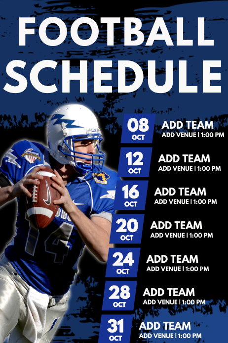 Football Schedule Poster Template | PosterMyWall